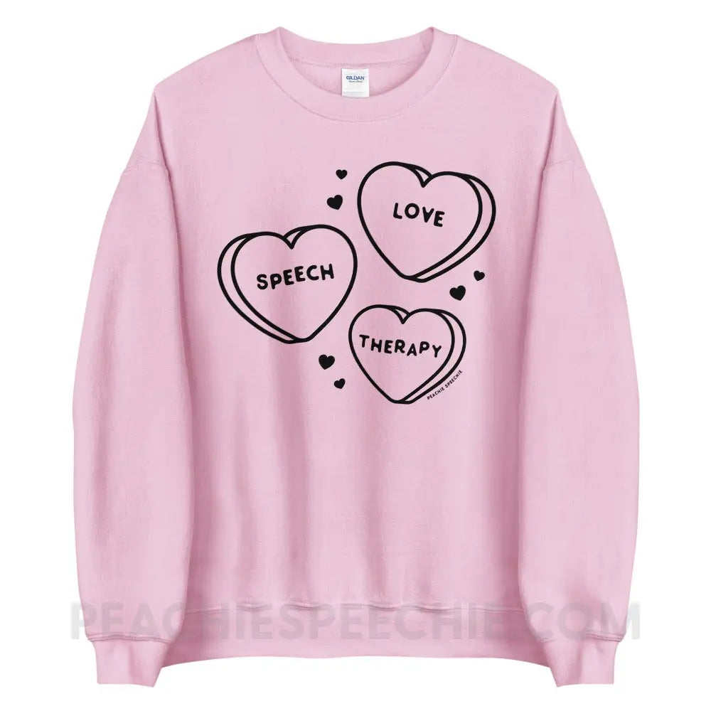 Love Speech Therapy Candy Hearts Classic Sweatshirt - Light Pink / S - peachiespeechie.com
