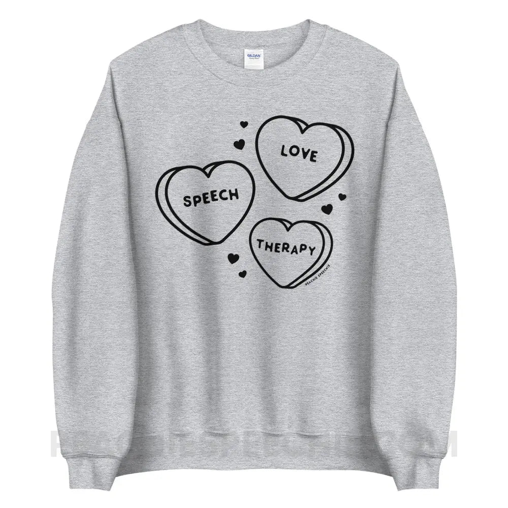 Love Speech Therapy Candy Hearts Classic Sweatshirt - Sport Grey / S - peachiespeechie.com