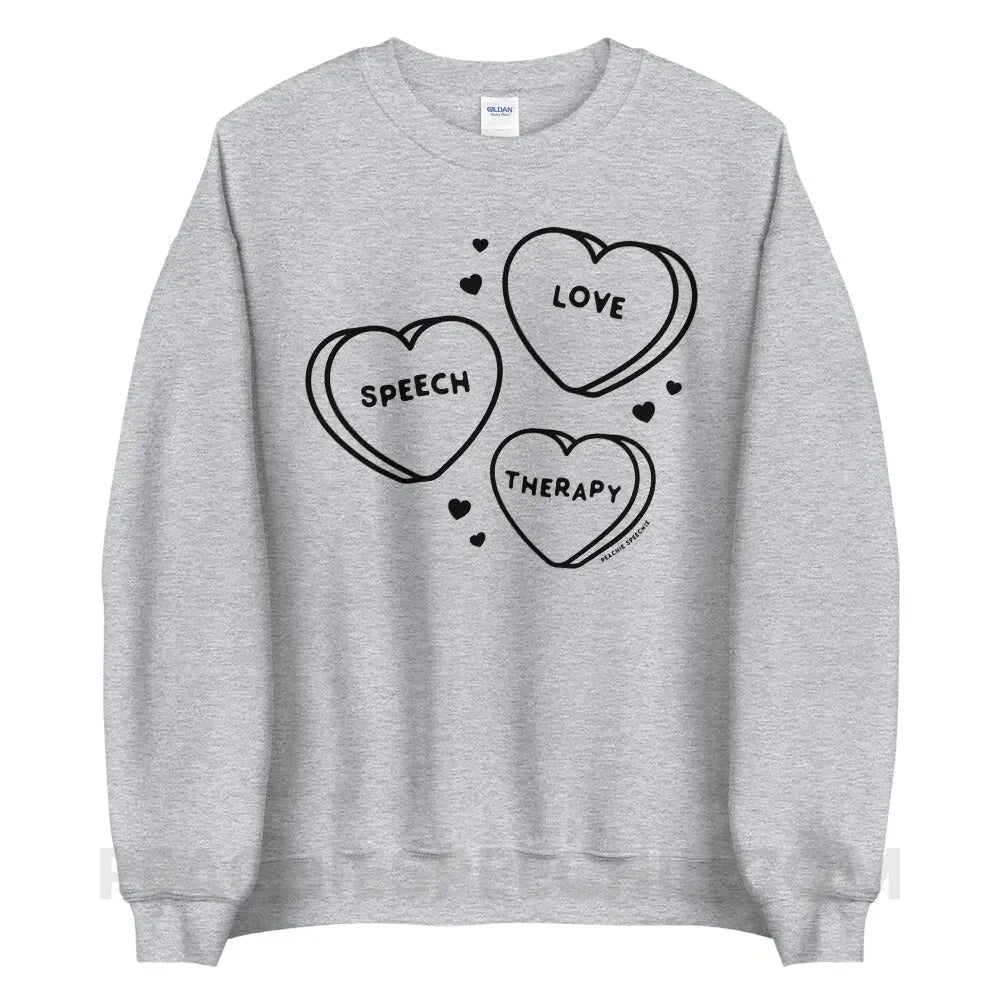 Love Speech Therapy Candy Hearts Classic Sweatshirt - Sport Grey / S peachiespeechie.com