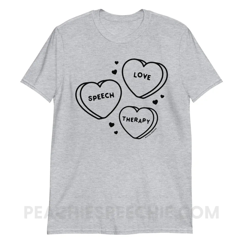 Love Speech Therapy Candy Hearts Classic Tee - Sport Grey / S - peachiespeechie.com