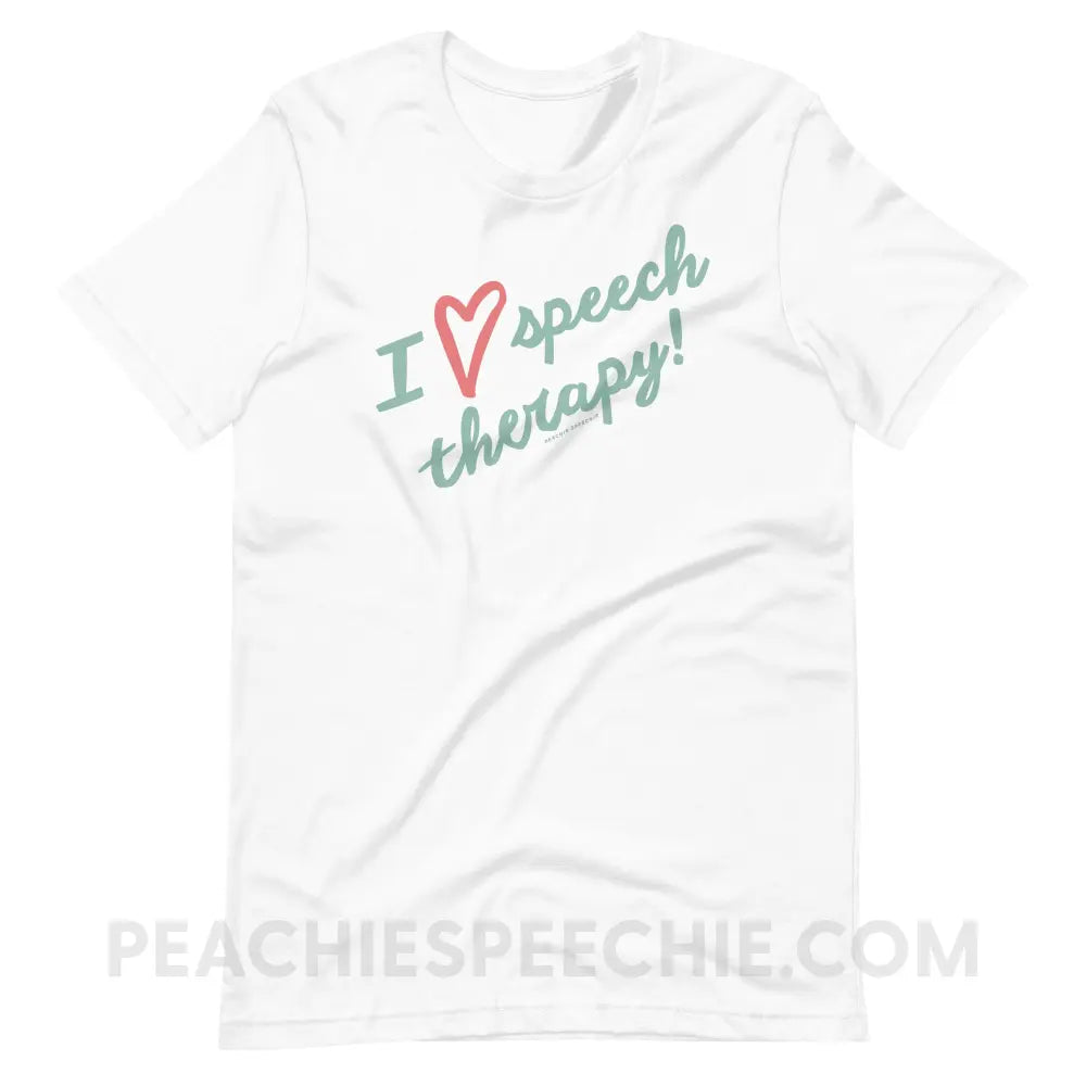 I Love Speech Therapy Premium Soft Tee - White / S - T-Shirt peachiespeechie.com