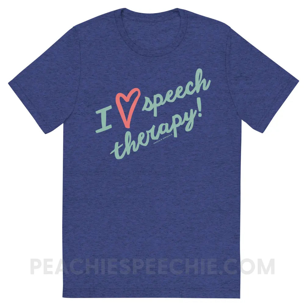 I Love Speech Therapy Tri-Blend Tee - Navy Triblend / S - peachiespeechie.com