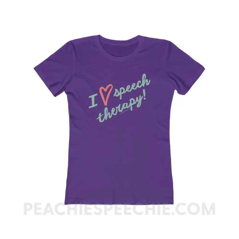 I Love Speech Therapy Women’s Fitted Tee - Solid Purple Rush / S - T-Shirt peachiespeechie.com