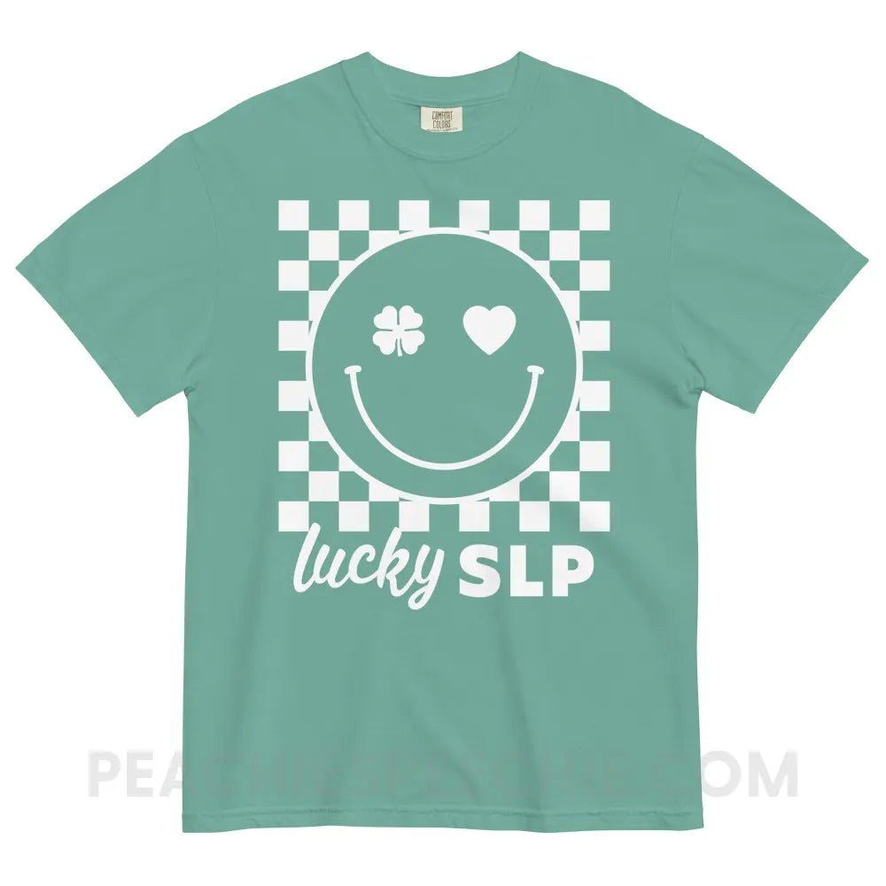 Lucky Charm Smile Comfort Colors Tee - Seafoam / S - peachiespeechie.com