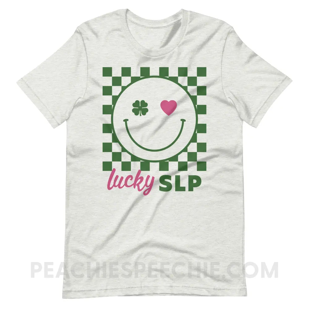 Lucky Charm Smile Premium Soft Tee - Ash / S - peachiespeechie.com