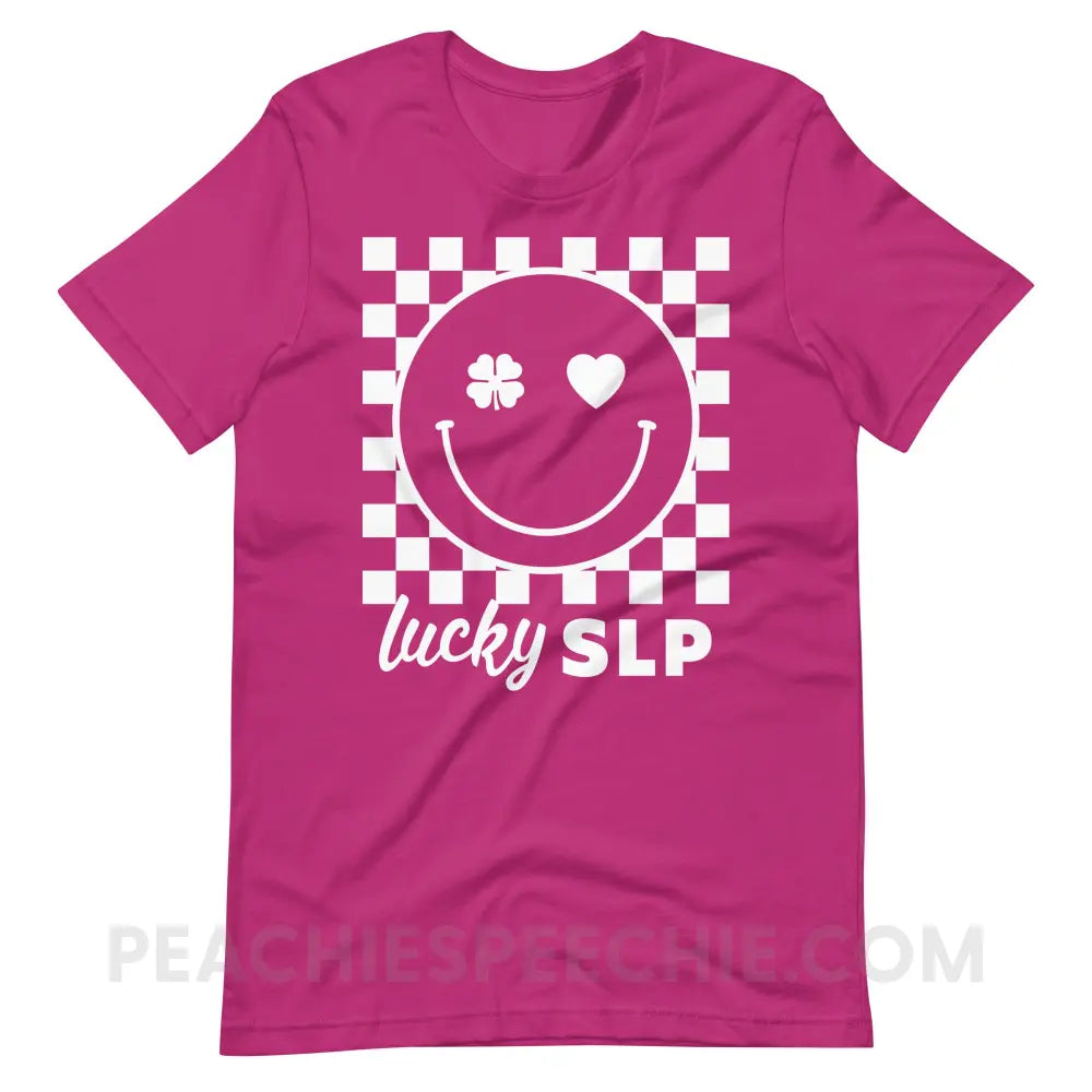 Lucky Charm Smile Premium Soft Tee - Berry / S - peachiespeechie.com