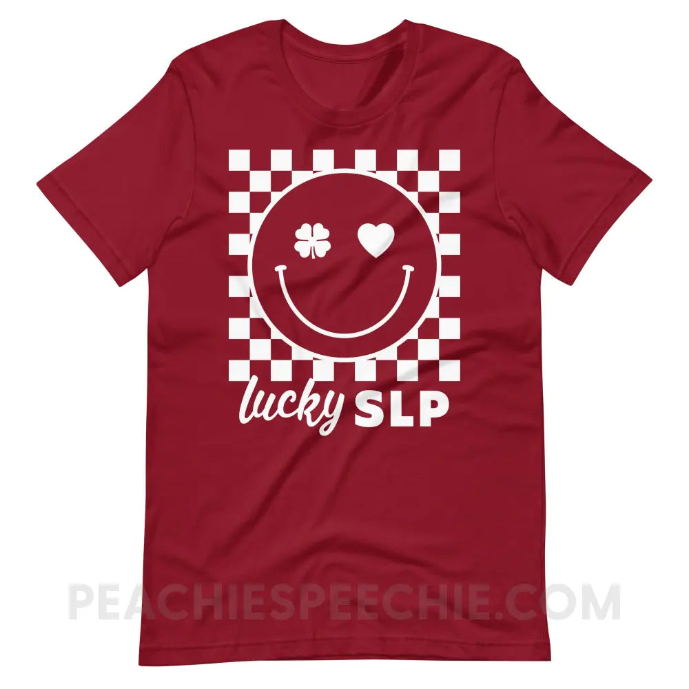 Lucky Charm Smile Premium Soft Tee - Cardinal / S - peachiespeechie.com