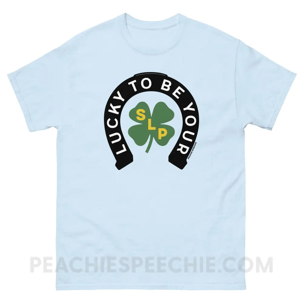 Lucky To Be Your SLP Basic Tee - Light Blue / S - T-Shirts & Tops peachiespeechie.com