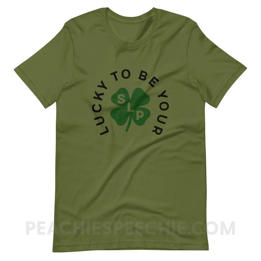 Lucky To Be Your SLP Premium Soft Tee - Olive / S - T-Shirt peachiespeechie.com