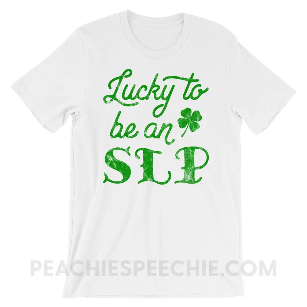 Lucky SLP Premium Soft Tee - White / XS - T-Shirts & Tops peachiespeechie.com