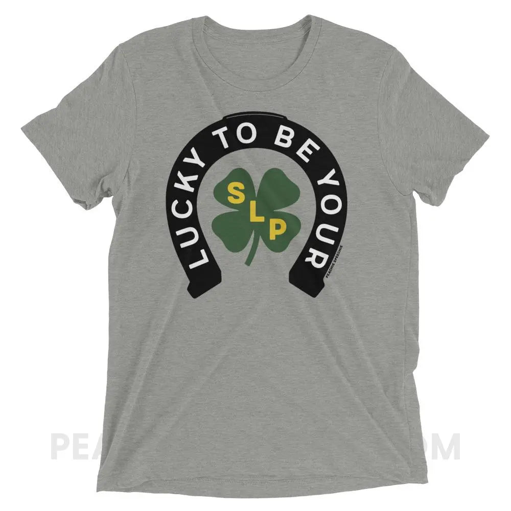 Lucky To Be Your SLP Tri-Blend Tee - Athletic Grey Triblend / XS - T-Shirts & Tops peachiespeechie.com