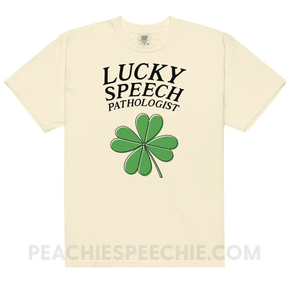 Lucky Speech Pathologist Comfort Colors Tee - Ivory / S - peachiespeechie.com