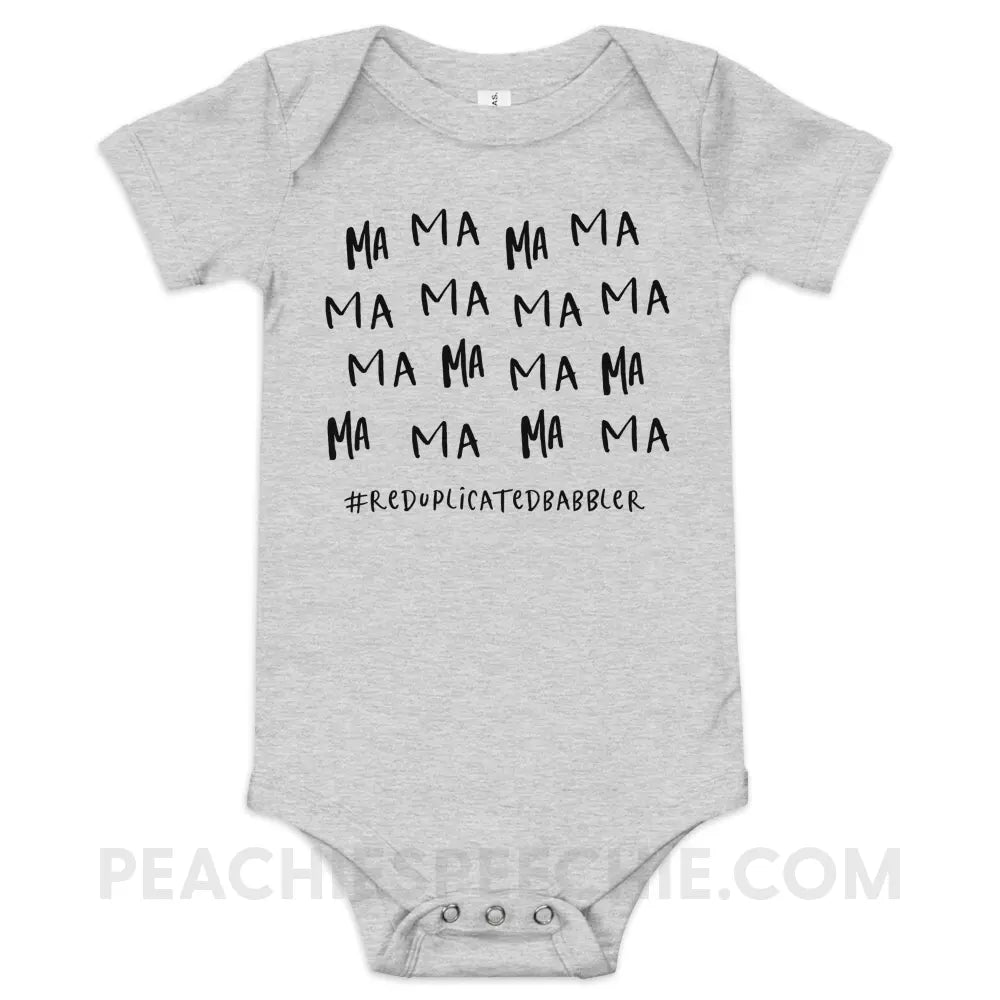 Ma Reduplicated Babbler Baby Onesie - Athletic Heather / 3-6m - peachiespeechie.com