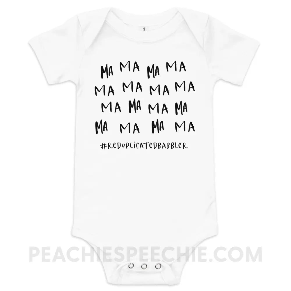 Ma Reduplicated Babbler Baby Onesie - White / 3-6m - peachiespeechie.com