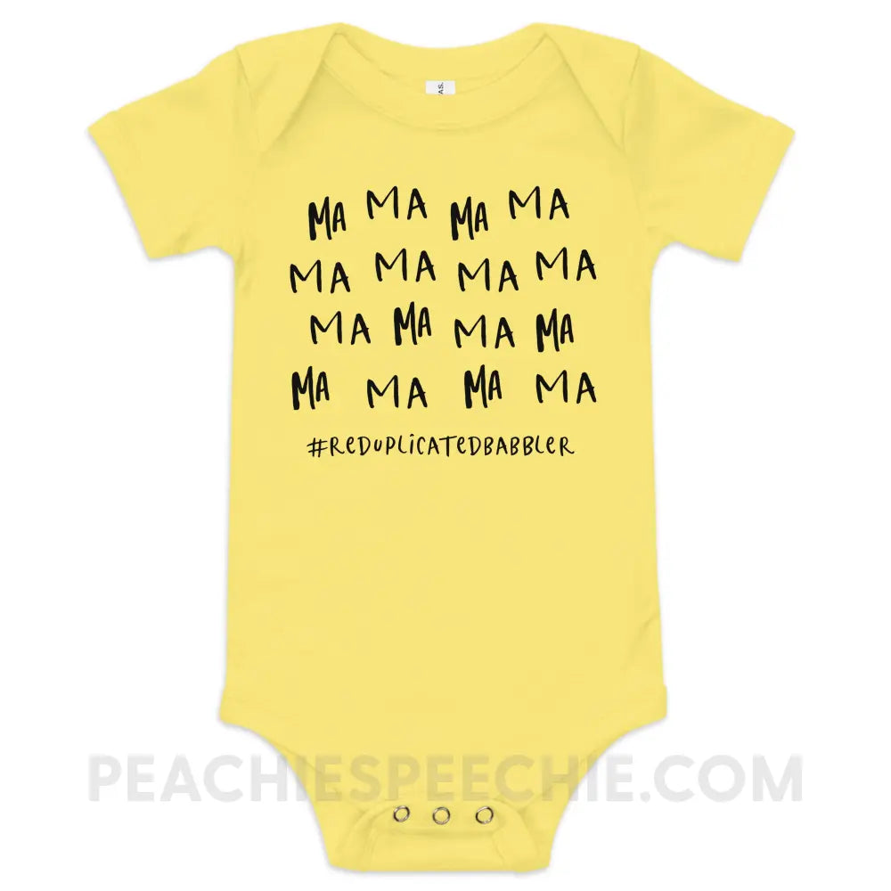 Ma Reduplicated Babbler Baby Onesie - Yellow / 3-6m - peachiespeechie.com