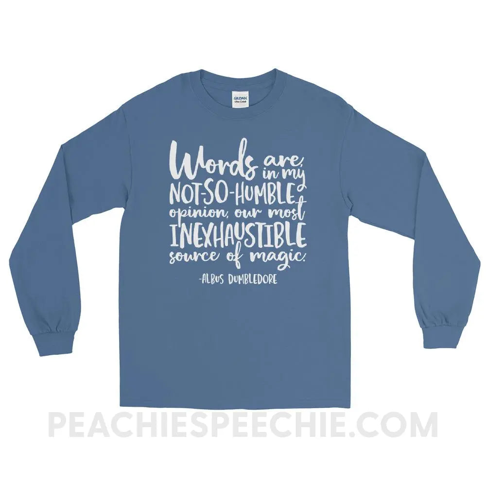 Magic Quote Long Sleeve Tee - Indigo Blue / S - T-Shirts & Tops peachiespeechie.com