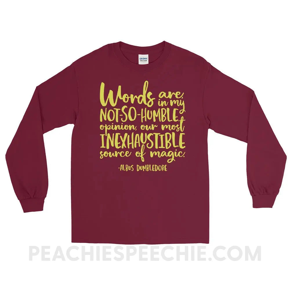 Magic Quote Long Sleeve Tee - Maroon / S - T - Shirts & Tops peachiespeechie.com