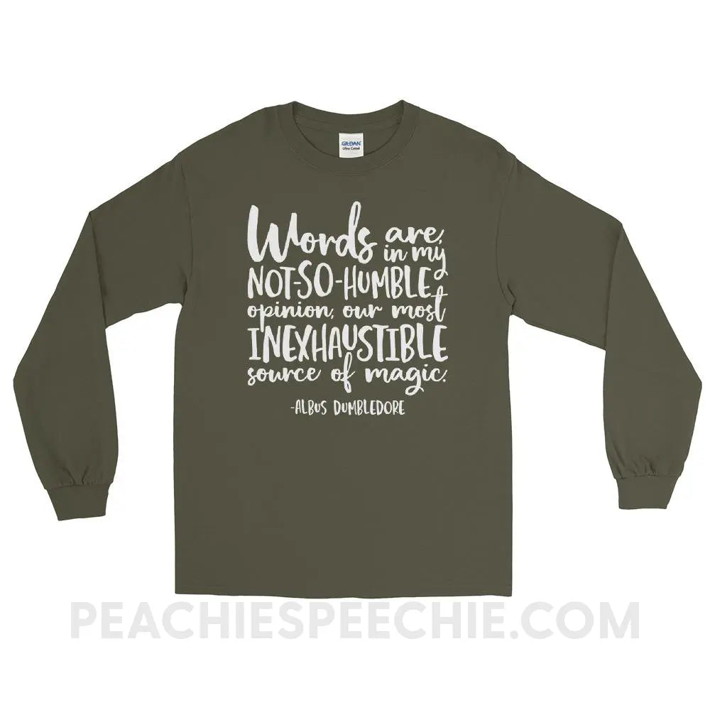 Magic Quote Long Sleeve Tee - Military Green / S - T-Shirts & Tops peachiespeechie.com