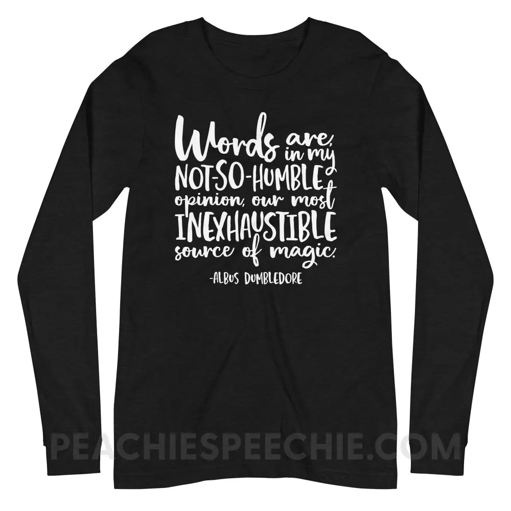 Magic Quote Premium Long Sleeve - Black Heather / XS - peachiespeechie.com