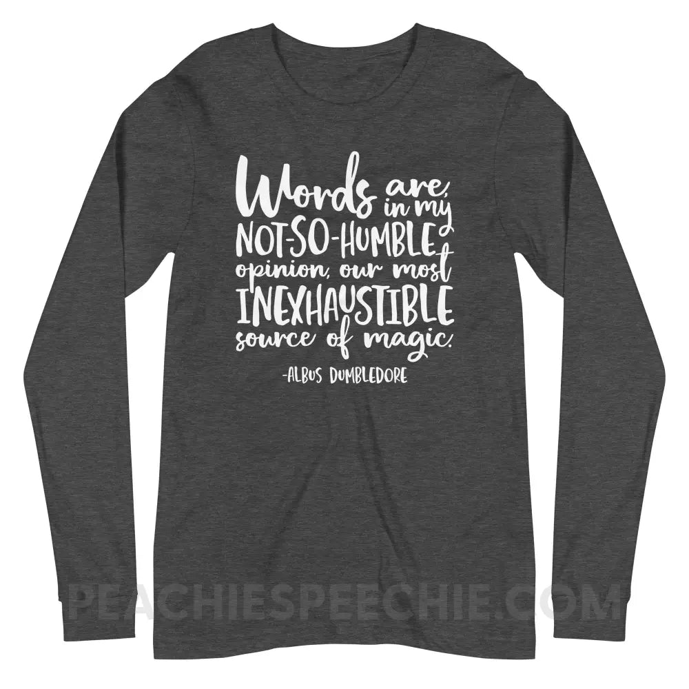 Magic Quote Premium Long Sleeve - Dark Grey Heather / XS - peachiespeechie.com