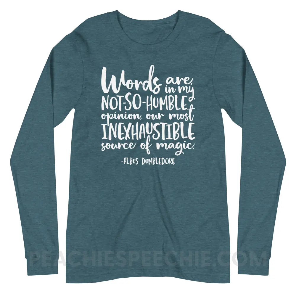 Magic Quote Premium Long Sleeve - Heather Deep Teal / XS - peachiespeechie.com