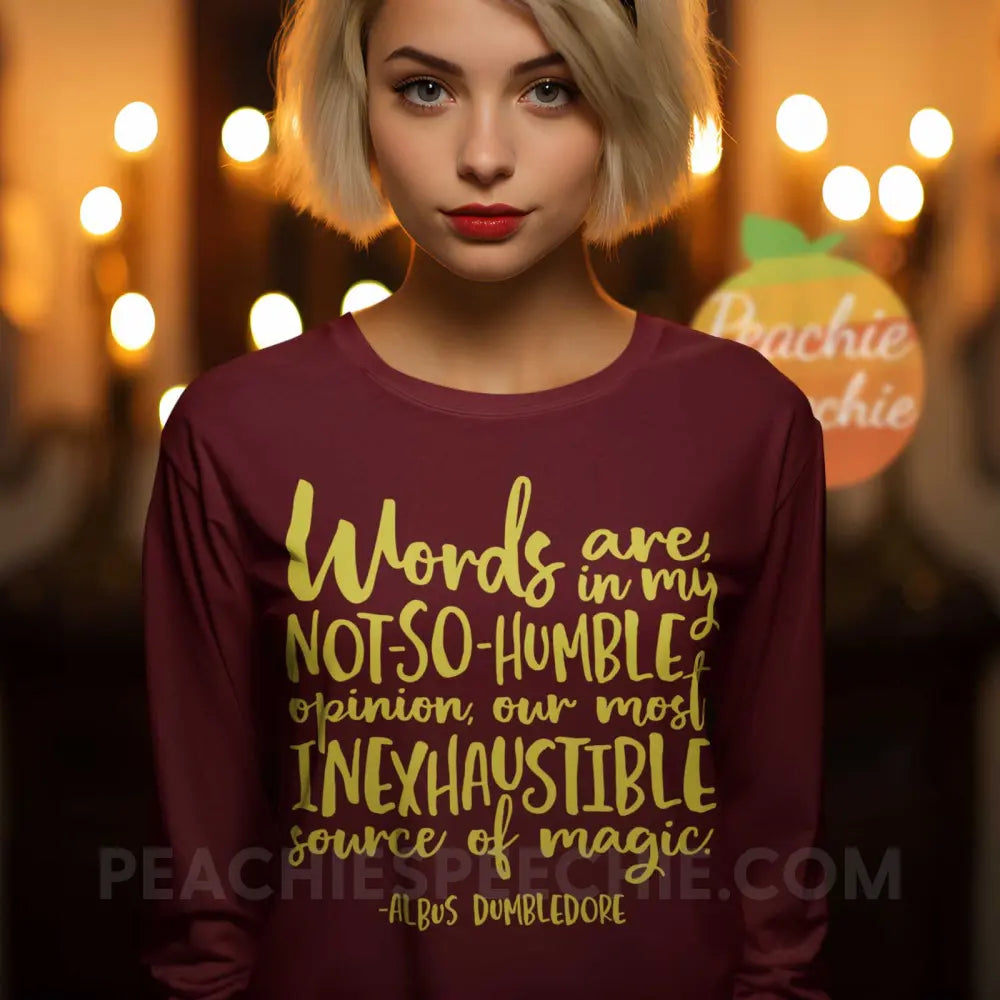 Magic Quote Premium Long Sleeve - Maroon / XS - peachiespeechie.com