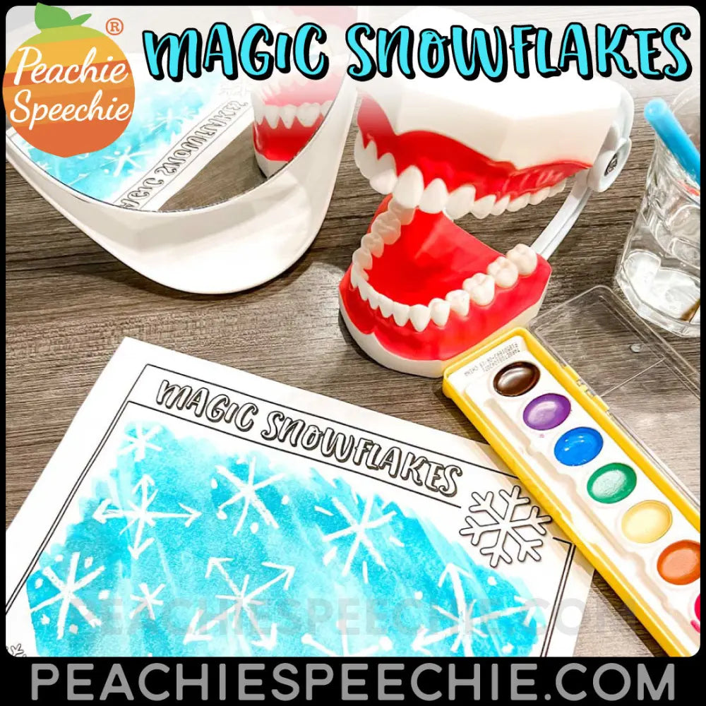 Magic Snowflakes: White Crayon and Watercolors - Materials peachiespeechie.com