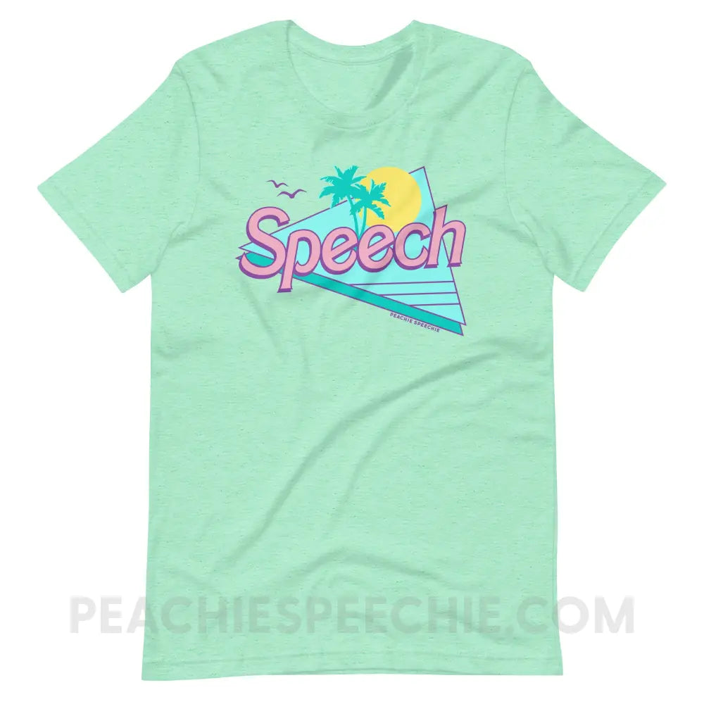 Malibu Speech Premium Soft Tee - Heather Mint / S peachiespeechie.com