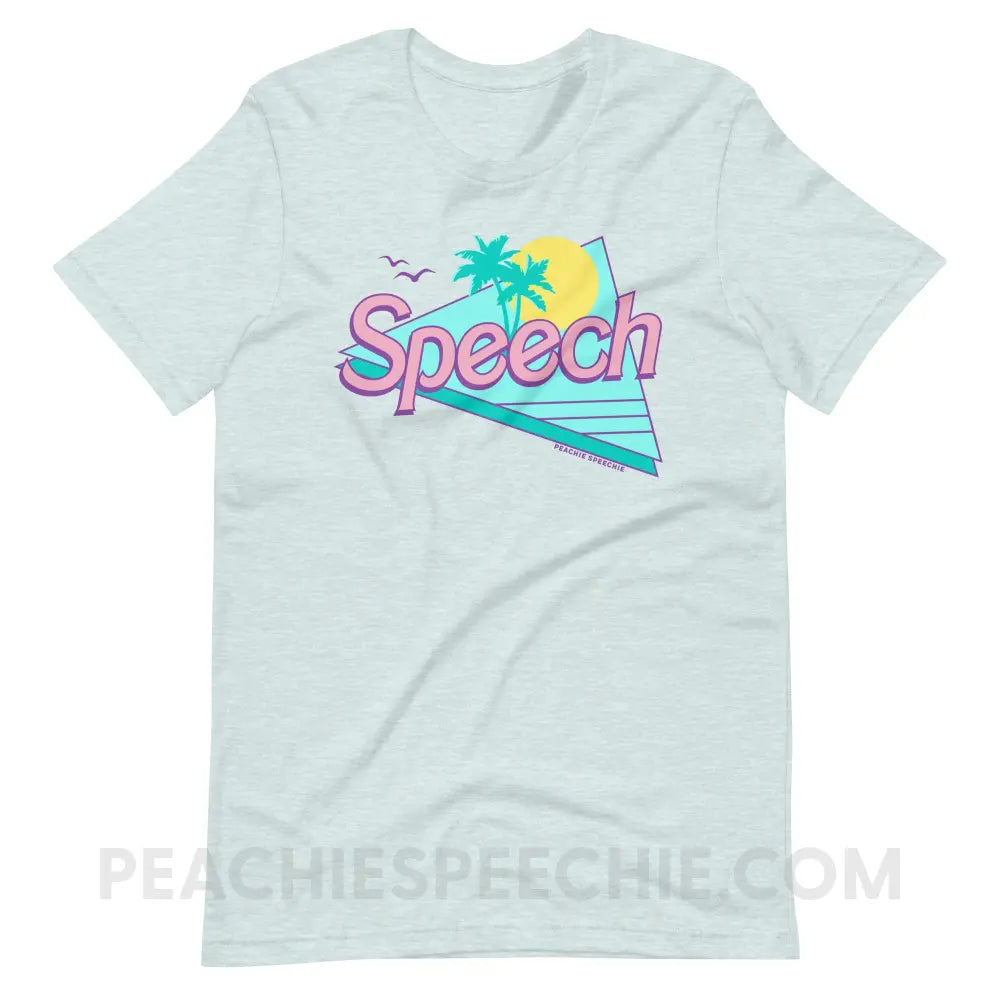 Malibu Speech Premium Soft Tee - Heather Prism Ice Blue / S - peachiespeechie.com