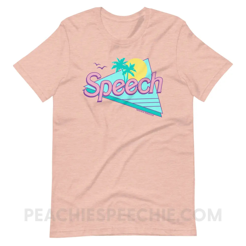 Malibu Speech Premium Soft Tee - Heather Prism Peach / S - peachiespeechie.com