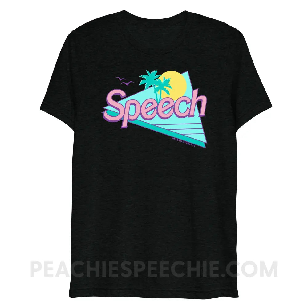 Malibu Speech Tri-Blend Tee - Solid Black Triblend / XS - peachiespeechie.com