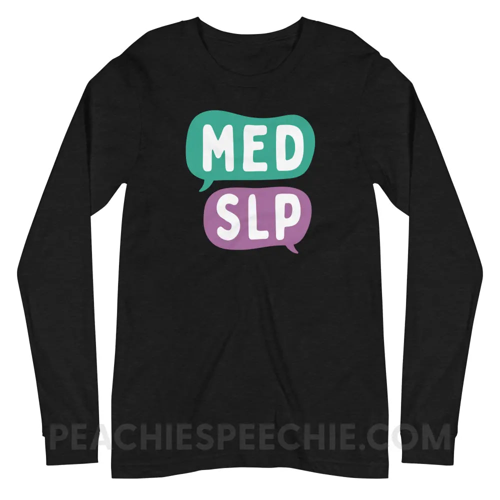 Med SLP Premium Long Sleeve - Black Heather / XS - peachiespeechie.com