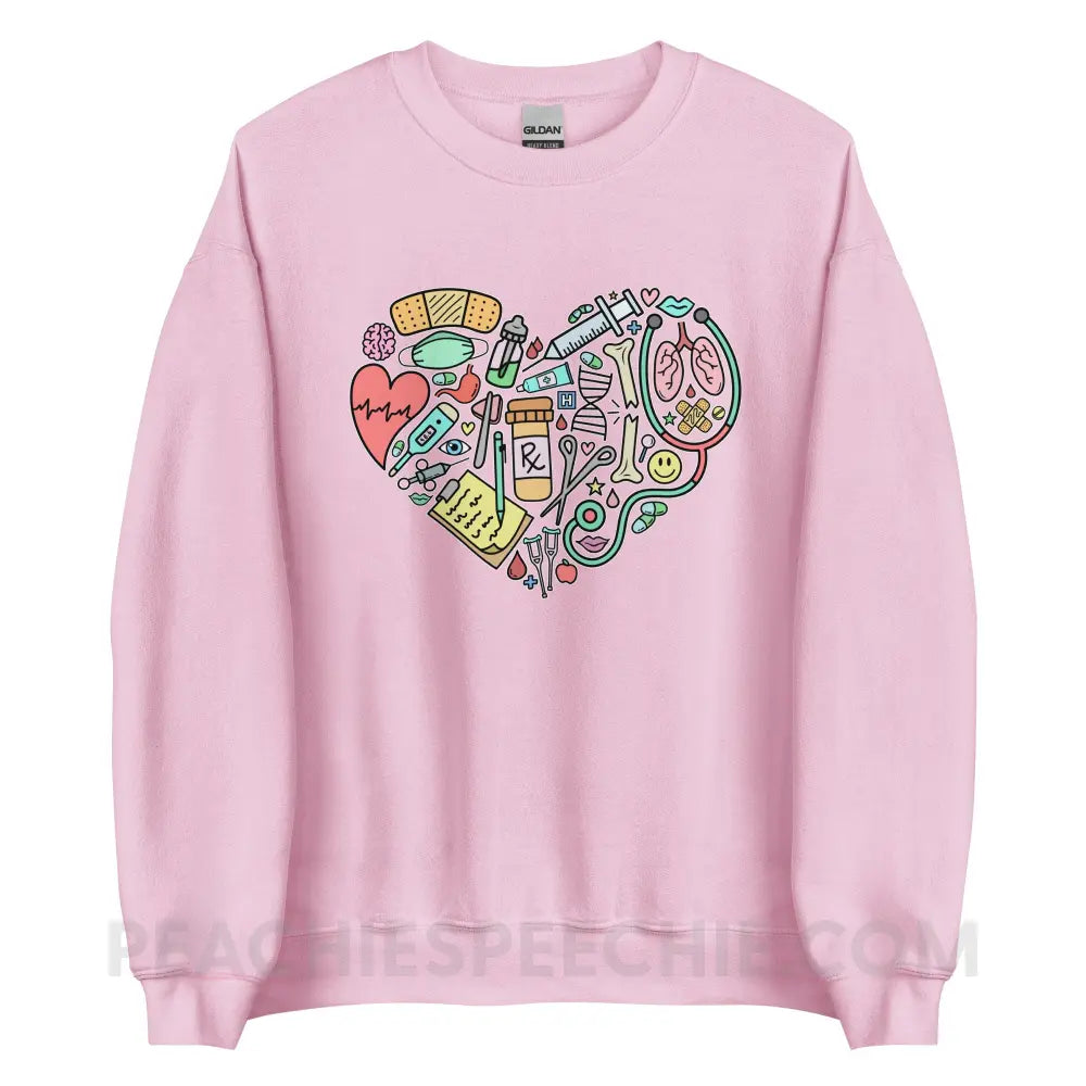 Medical Heart Classic Sweatshirt - Light Pink / S - peachiespeechie.com