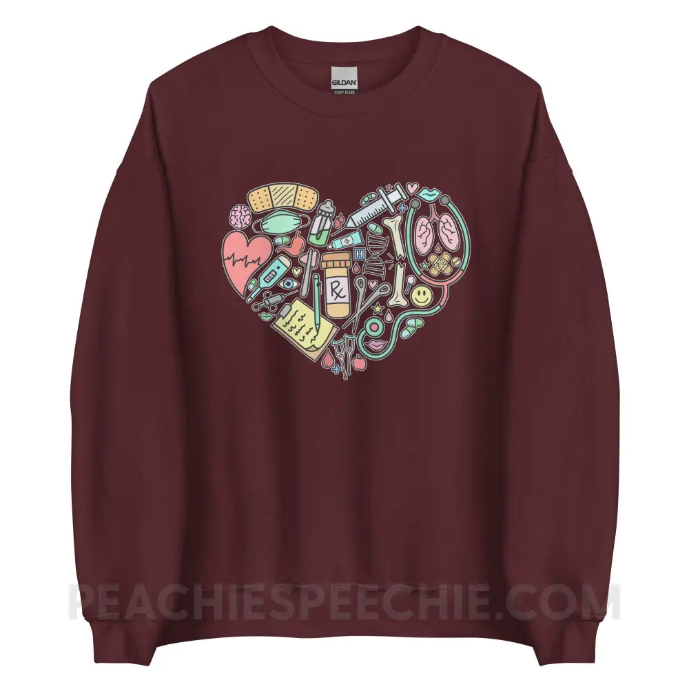 Medical Heart Classic Sweatshirt - Maroon / S - peachiespeechie.com