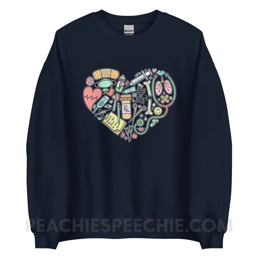 Medical Heart Classic Sweatshirt - Navy / S - peachiespeechie.com