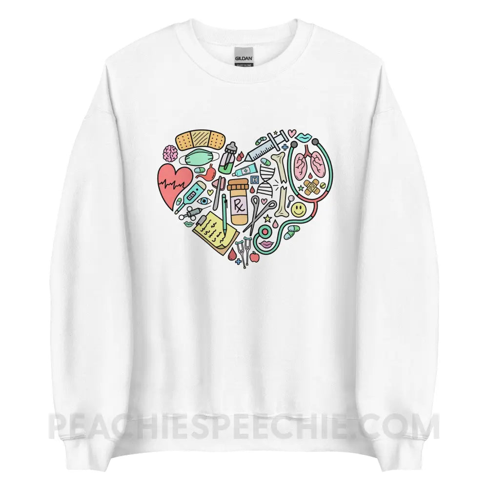 Medical Heart Classic Sweatshirt - White / S - peachiespeechie.com