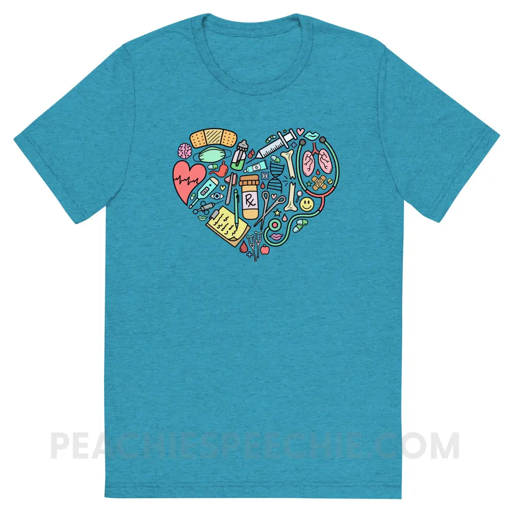 Medical Heart Tri-Blend Tee - Aqua Triblend / S - peachiespeechie.com