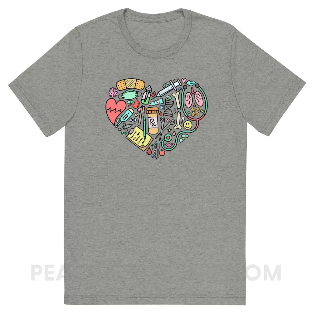 Medical Heart Tri-Blend Tee - Athletic Grey Triblend / S - peachiespeechie.com