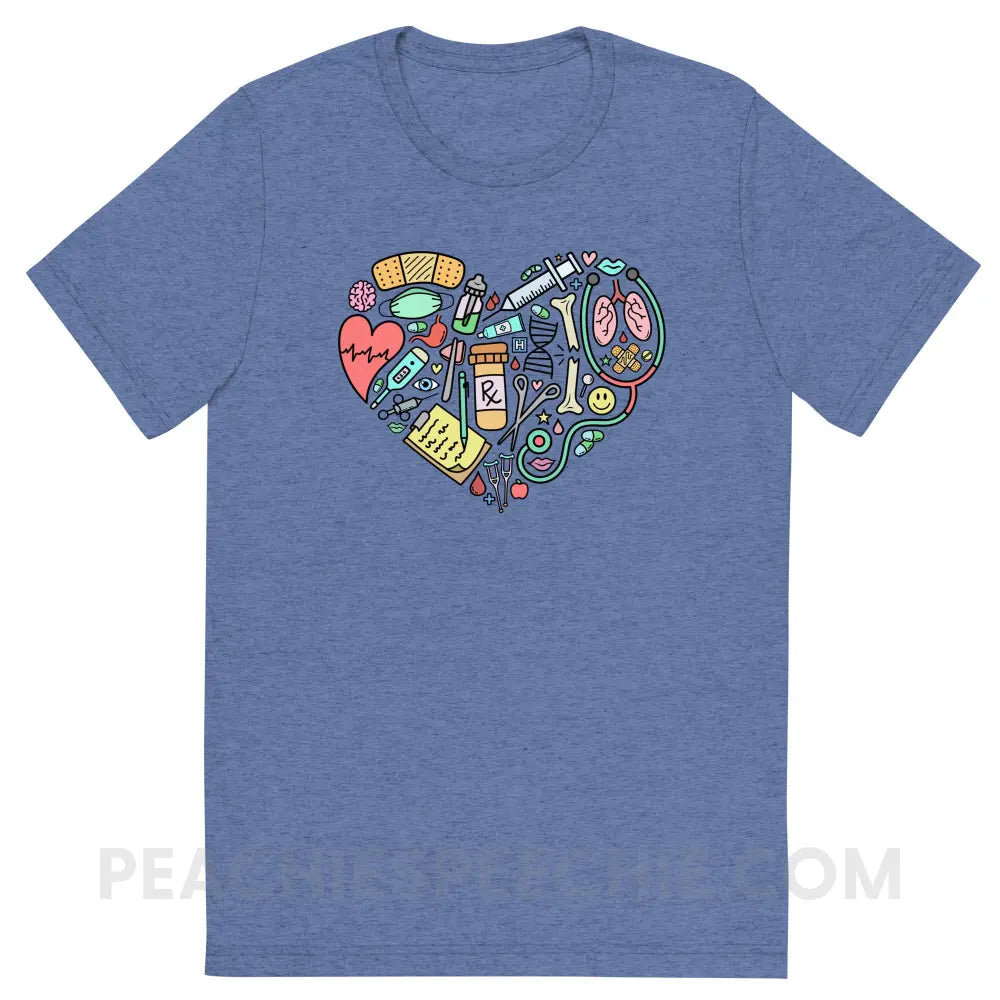 Medical Heart Tri-Blend Tee - Blue Triblend / S - peachiespeechie.com