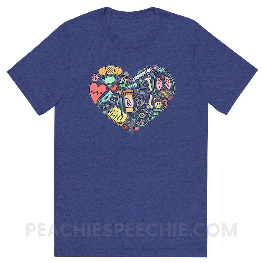 Medical Heart Tri-Blend Tee - Navy Triblend / S - peachiespeechie.com