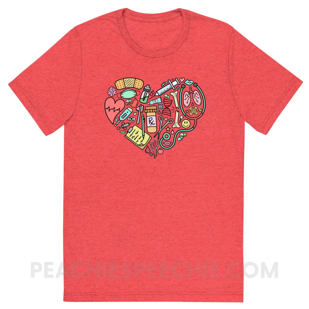 Medical Heart Tri-Blend Tee - Red Triblend / S - peachiespeechie.com