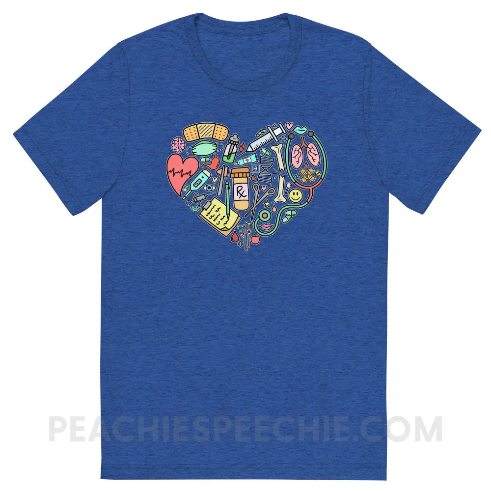 Medical Heart Tri-Blend Tee - True Royal Triblend / S - peachiespeechie.com
