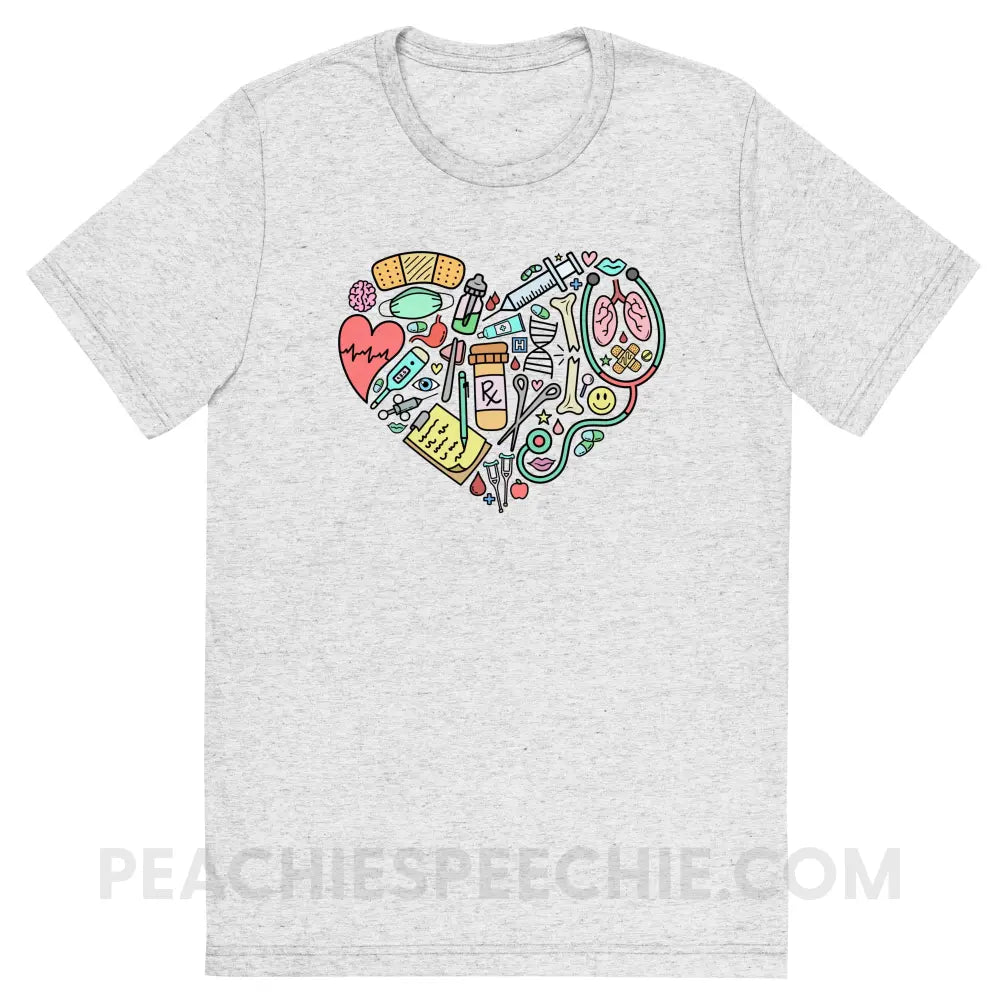 Medical Heart Tri-Blend Tee - White Fleck Triblend / S - peachiespeechie.com