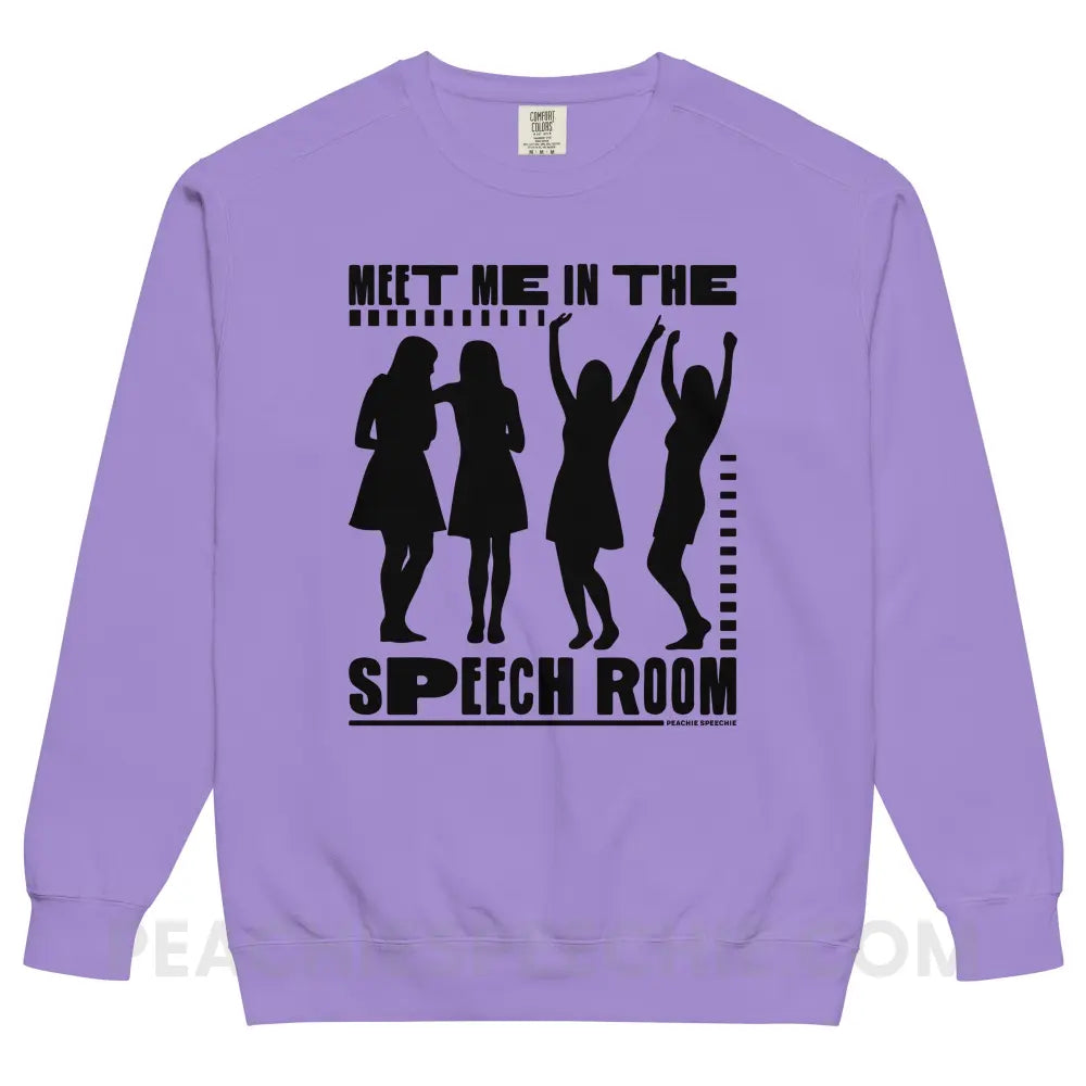 Meet Me in the Speech Room Comfort Colors Crewneck - Violet / S - peachiespeechie.com