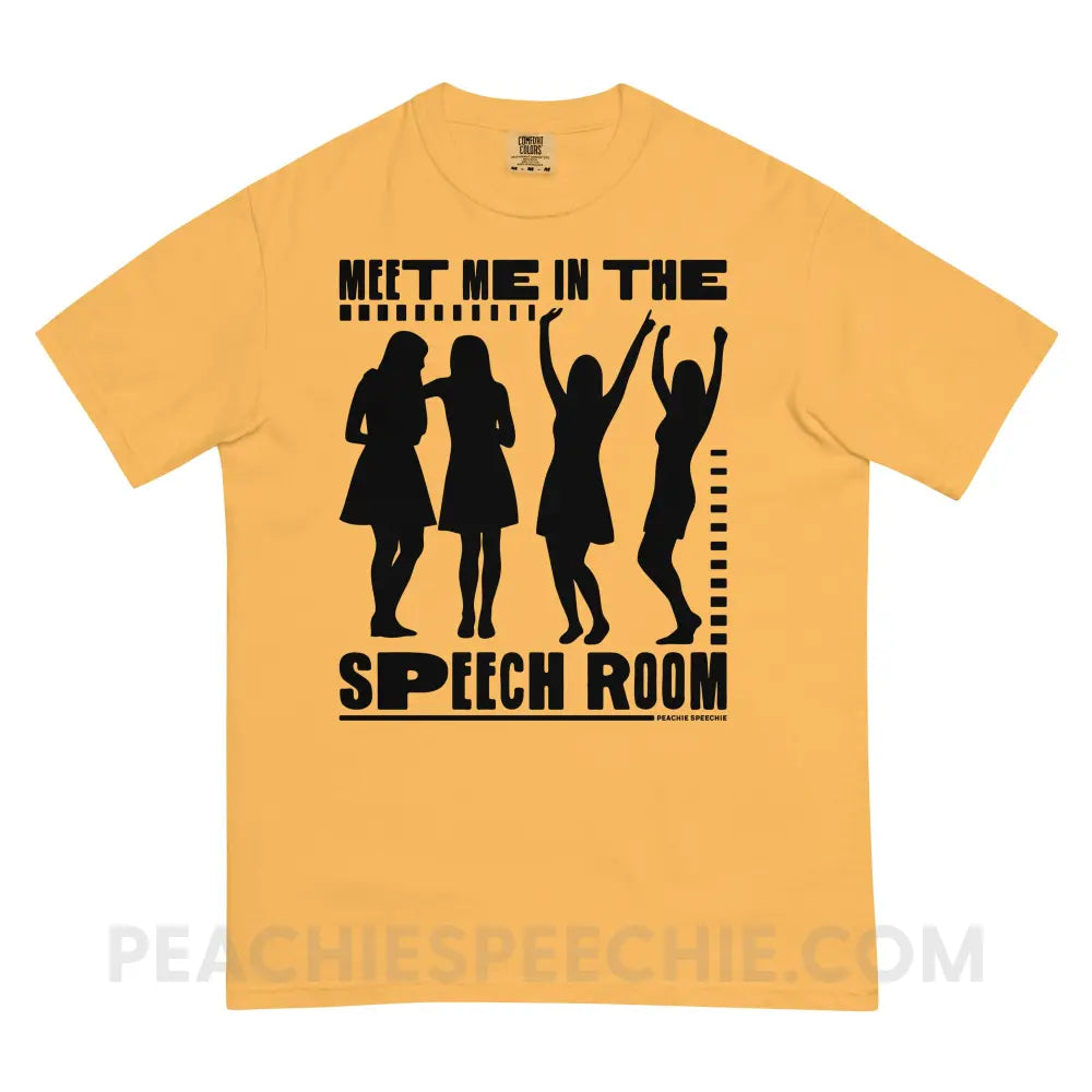 Meet Me in the Speech Room Comfort Colors Tee - Mustard / S - peachiespeechie.com
