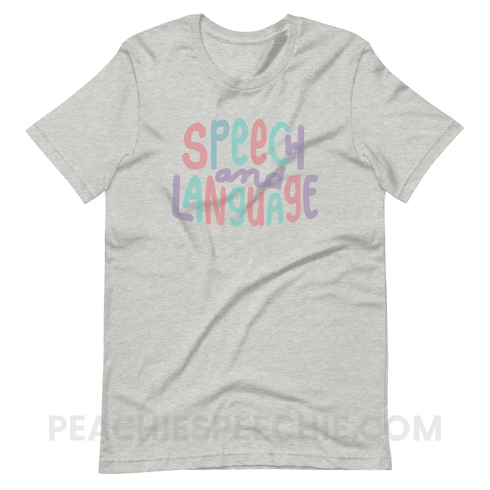 Mellow Speech and Language Premium Soft Tee - Athletic Heather / S - T-Shirt peachiespeechie.com