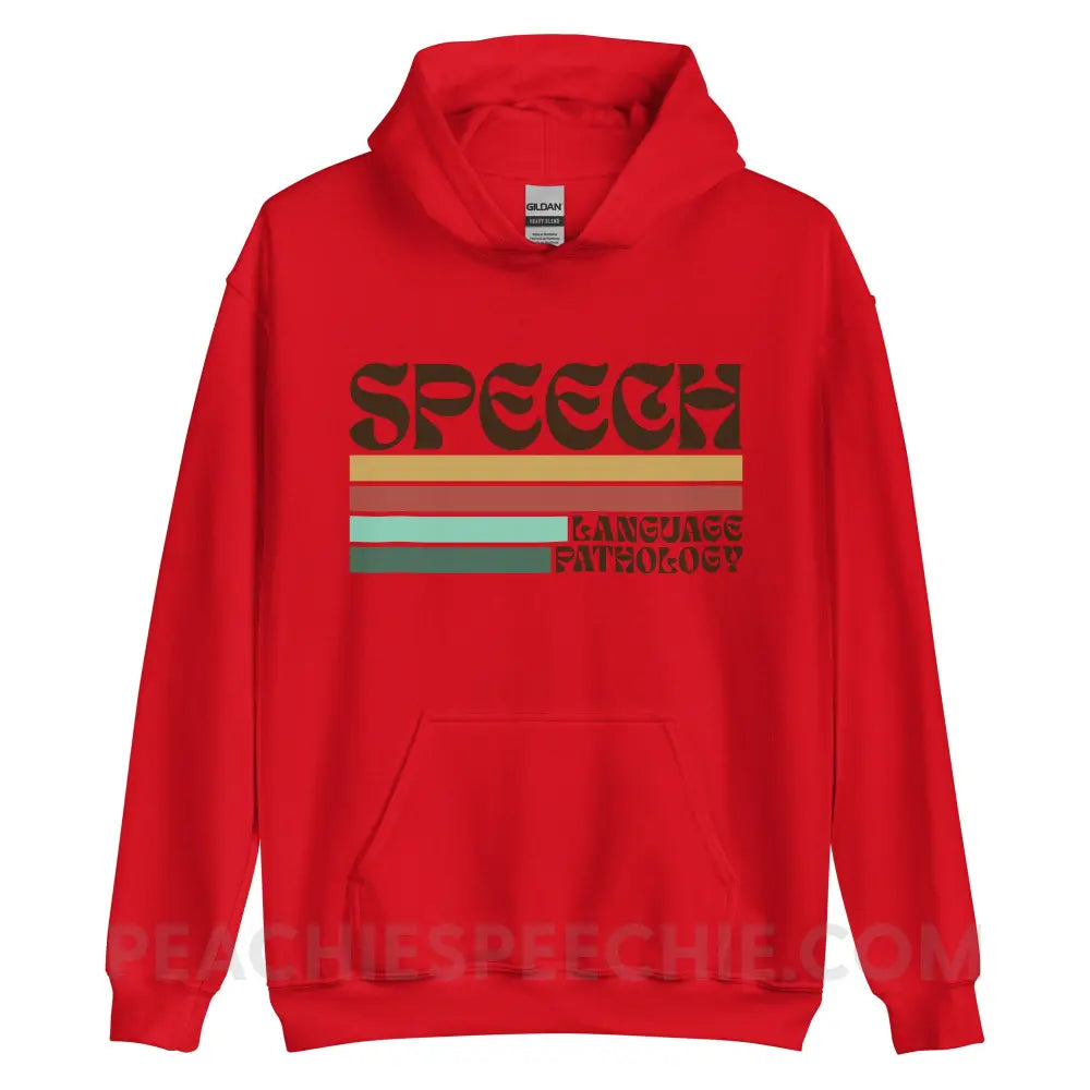 Mellow Stripes Speech Classic Hoodie - Red / S - peachiespeechie.com