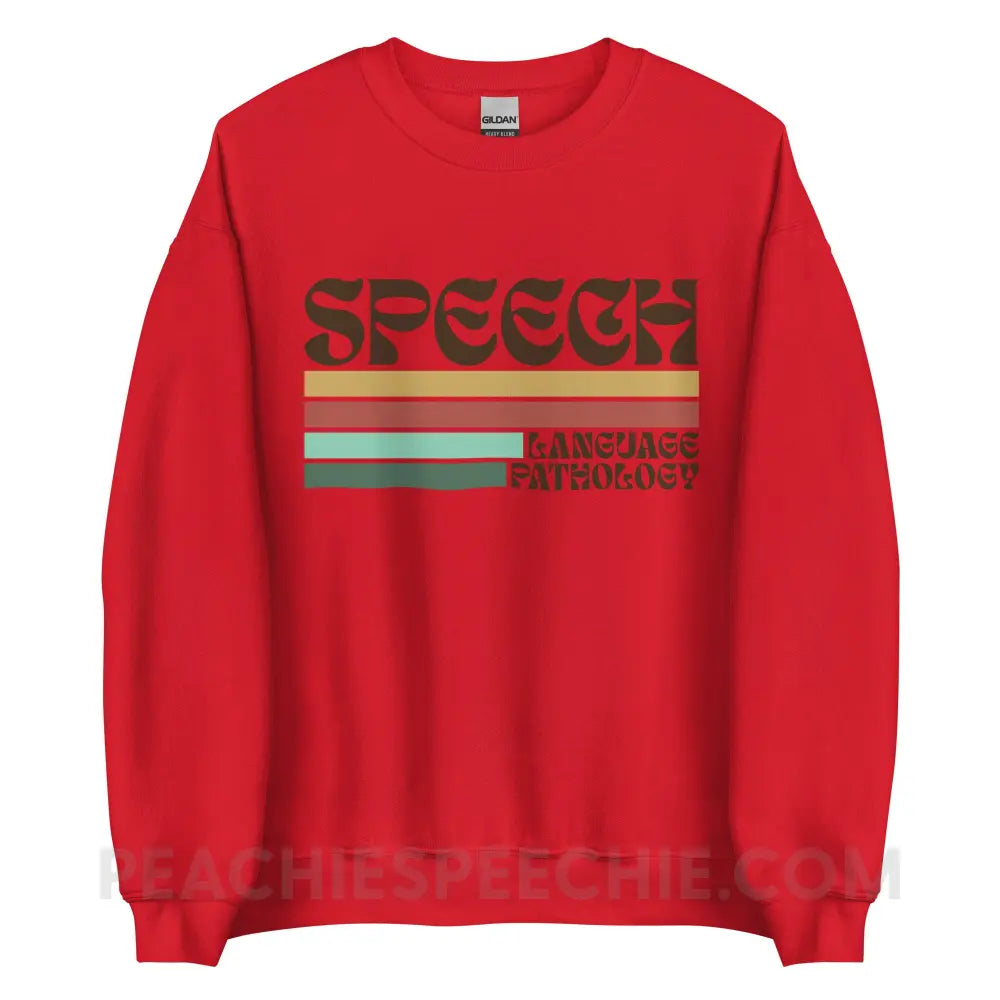 Mellow Stripes Speech Classic Sweatshirt - Red / S - peachiespeechie.com