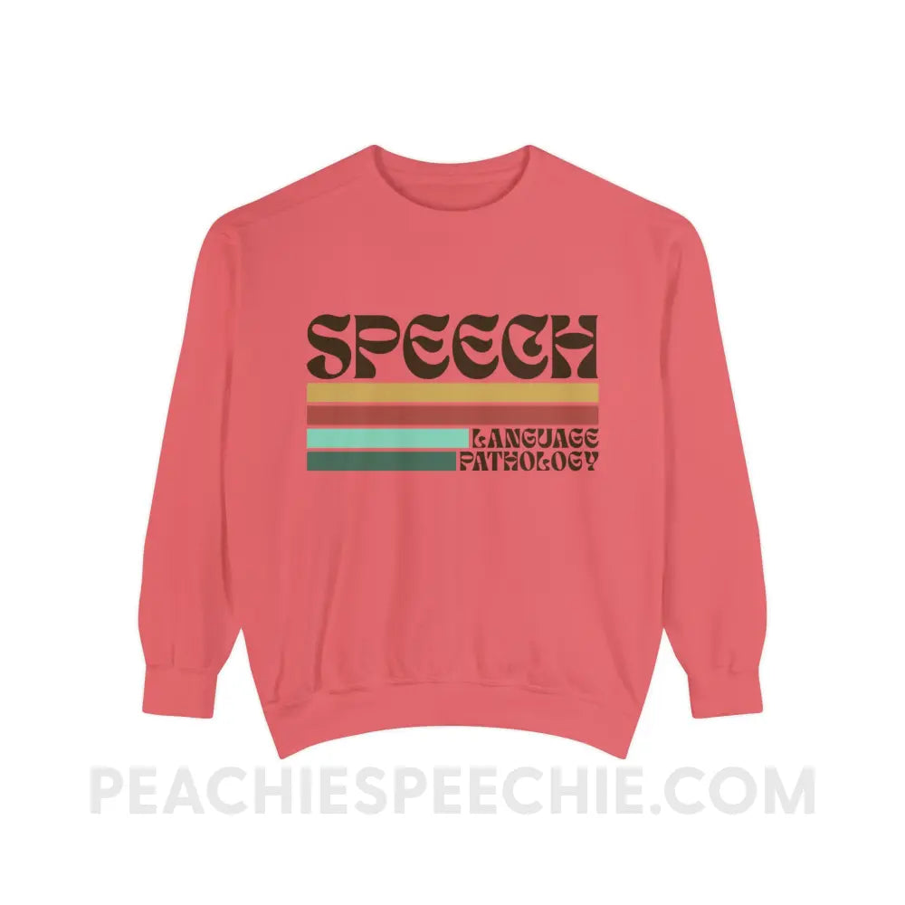 Mellow Stripes Speech Comfort Colors Crewneck - Watermelon / S - Sweatshirt peachiespeechie.com