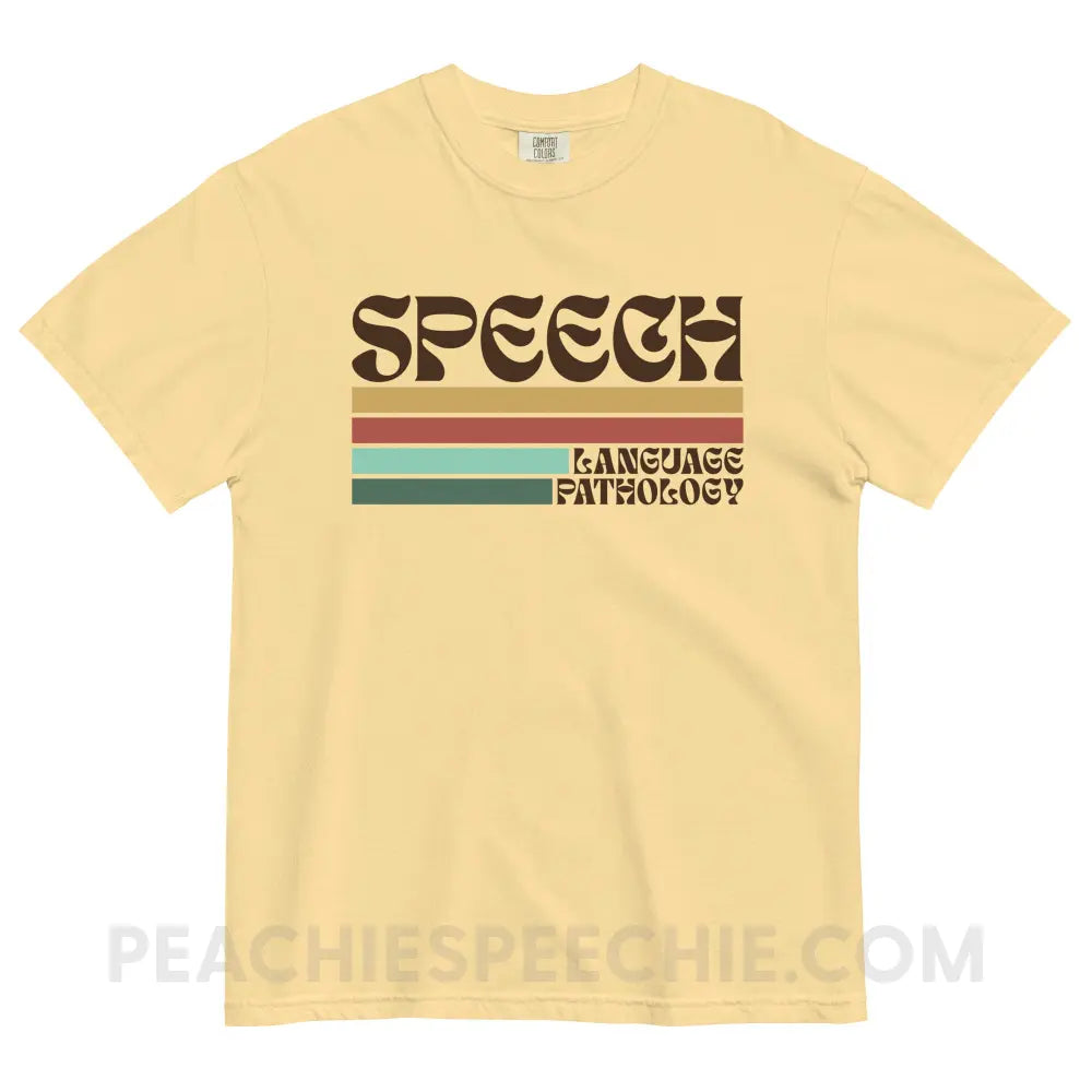 Mellow Stripes Speech Comfort Colors Tee - Butter / S - peachiespeechie.com